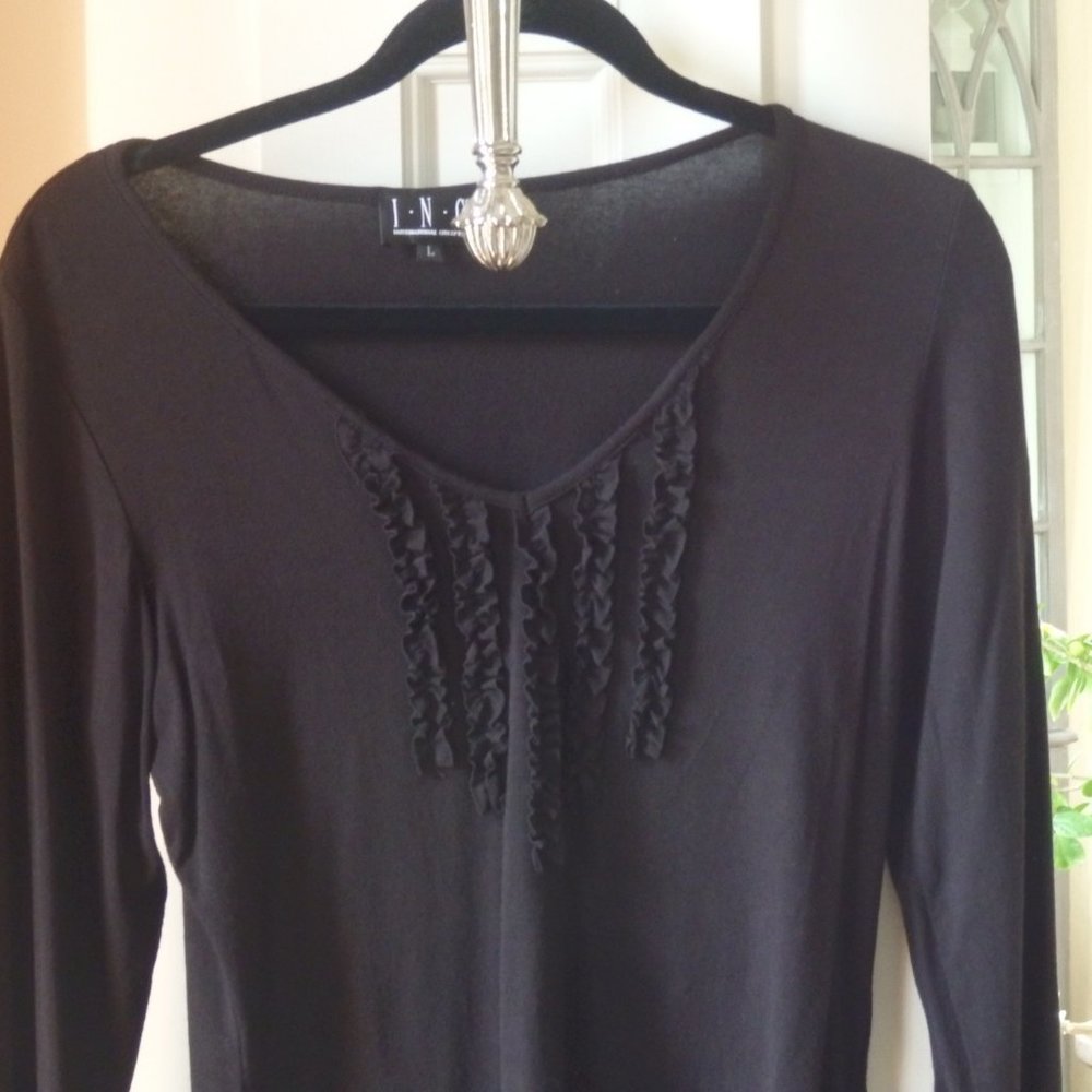I.N.C. International Concepts long sleeve black v neck Large